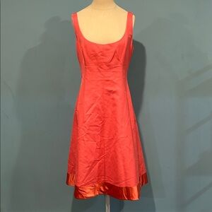 J. Crew Sleeveless Scoop Neck Fit & Flare Satin Trim Dress size 6 Coral Vintage